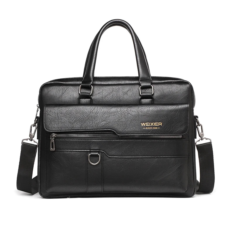 Men's Vintage PU Leather Briefcase – Business Laptop Shoulder Bag, Lawyer-Style Tote & Crossbody Messenger Bag
