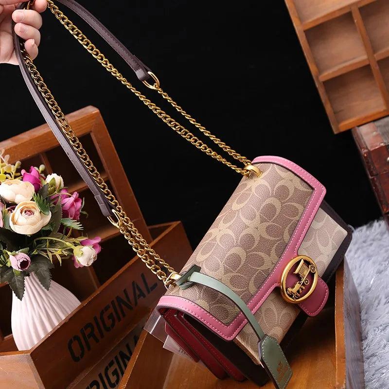 2025 Light Luxury Women's Handbag – High-End Color Contrast Shoulder Bag, Designer-Inspired Small Square Crossbody Bag